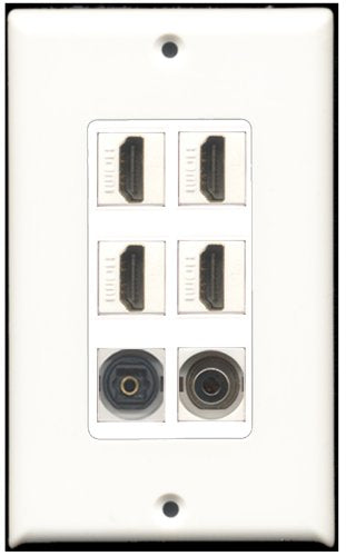 RiteAV - 4 Port HDMI 1 Toslink 1 3.5mm Wall Plate White