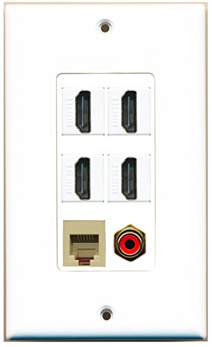 RiteAV - 4 Port HDMI 1 RCA Red 1 Phone RJ11 RJ12 Beige Wall Plate Decorative