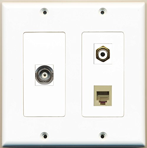 RiteAV - 1 Port RCA White 1 Port Phone RJ11 RJ12 Beige 1 Port BNC - 2 Gang Wall Plate