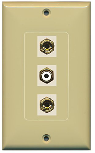 RiteAV - 1 Port RCA White 2 Port Banana Speaker Decorative Wall Plate - Ivory