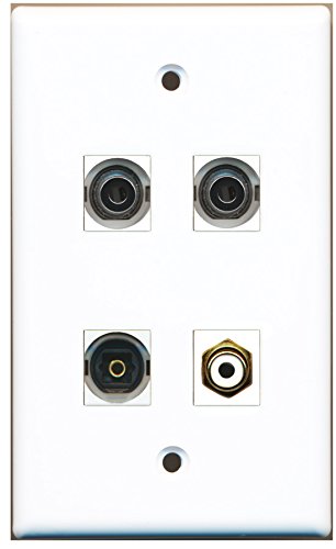 RiteAV - 1 Port RCA White 1 Port Toslink 2 Port 3.5mm Wall Plate