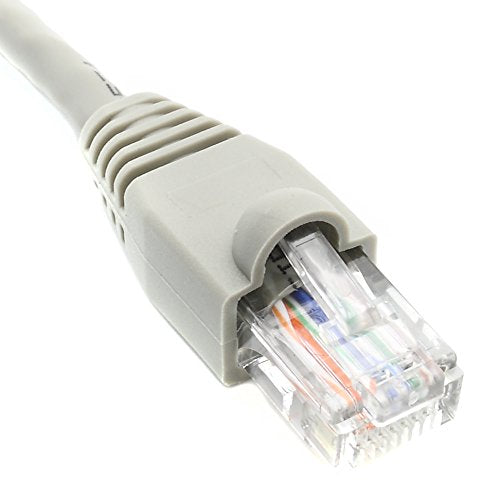 7ft (7 FT) Cat5e Ethernet Network Crossover Cable Gray w/Orange Boots (10 Pack)
