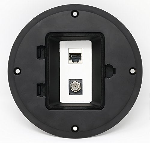RiteAV Cat6 Shielded Ethernet Coax Cable TV Floor Box - Black