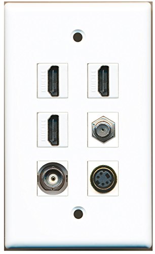 RiteAV - 3 HDMI 1 Port Coax Cable TV- F-Type 1 Port S-Video 1 Port BNC Wall Plate