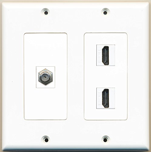 RiteAV - 2 Port HDMI 1 Port Coax Cable TV- F-Type - 2 Gang Wall Plate