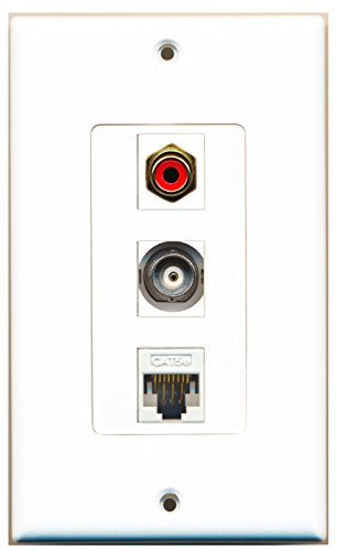 RiteAV - 1 Port RCA Red and 1 Port BNC and 1 Port Cat5e Ethernet White Decorative Wall Plate Decorative