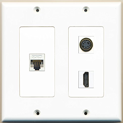 RiteAV - 1 Port HDMI 1 Port S-Video 1 Port Cat5e Ethernet White - 2 Gang Wall Plate