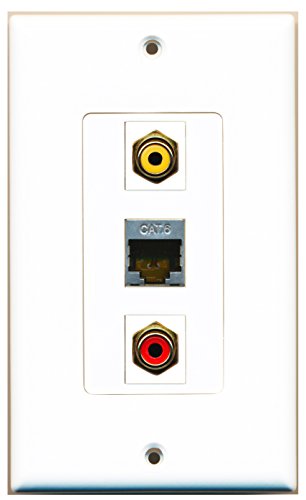 RiteAV - 1 Port RCA Red and 1 Port RCA Yellow and 1 Port Shielded Cat6 Ethernet Decorative Wall Plate Decorative