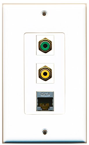 RiteAV - 1 Port RCA Yellow and 1 Port RCA Green and 1 Port Shielded Cat6 Ethernet Decorative Wall Plate Decorative