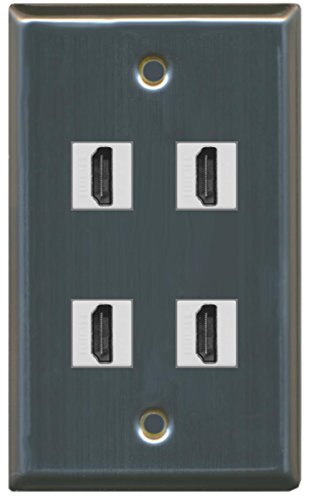 RiteAV - 4 Port HDMI Wall Plate - Stainless Steel