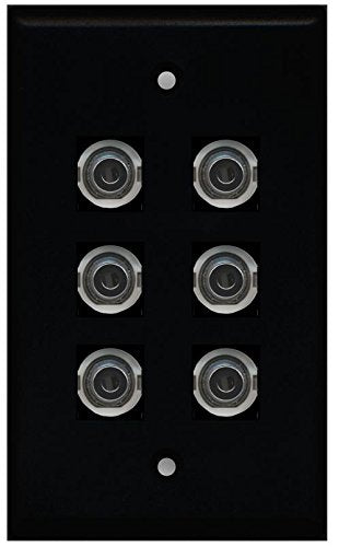 RiteAV (1 Gang Flat) 6 3.5mm (Black) Wall Plate Black