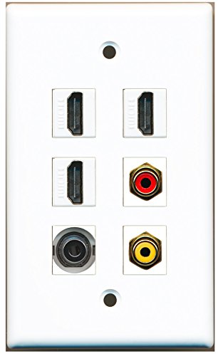 RiteAV - 3 HDMI 1 Port RCA Red 1 Port RCA Yellow 1 Port 3.5mm Wall Plate