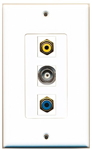 RiteAV - 1 Port RCA Yellow and 1 Port RCA Blue and 1 Port BNC Decorative Wall Plate Decorative