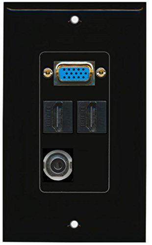 RiteAV - 1 x SVGA 2 x HDMI and 1 x 3.5mm Audio Port Wall Plate - Black