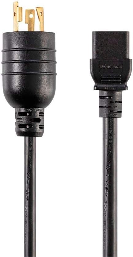 Monoprice Heavy Duty Extension Cord - 8 Feet - Black | NEMA L6-20P to IEC 60320 C19, 12AWG, 20A, SJT, 250V