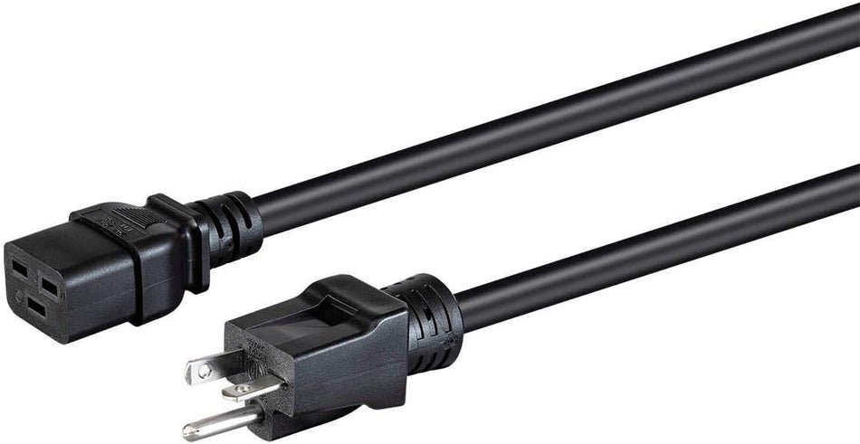 RiteAV - Heavy Duty Power Cord - NEMA 5-20P to IEC 60320 C19, 20 Amp, 2500 Watt, 125 Volt, 12AWG, 6 Feet, Black