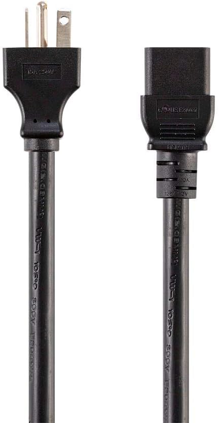 RiteAV - Heavy Duty Power Cord - NEMA 6-20P to IEC 60320 C19, 20 Amp, 5000 Watt, 250 Volt, 12AWG, 6 Feet, Black