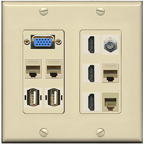 2 porte USB a-a e 1 porta Ethernet CAT6 White decora Wall
