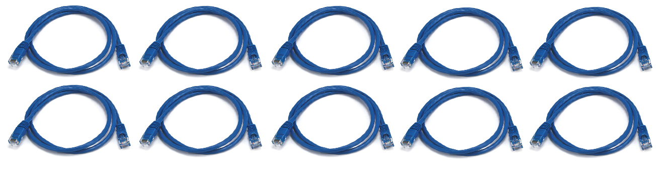 RiteAV Blue Cat5e Ethernet Network Cable 350MHz - 1 Foot (10 Pack)