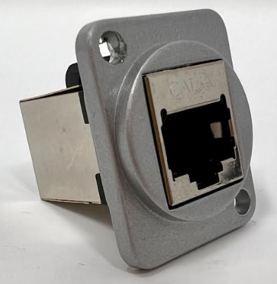 Cat 6A D Series Chassis Panel Mount Connector Pass Through Solderless Bulkhead Coupler, Silver Metal Housing