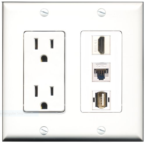 2 Gang Outlet Wall Plate with 3 Keystone Ports