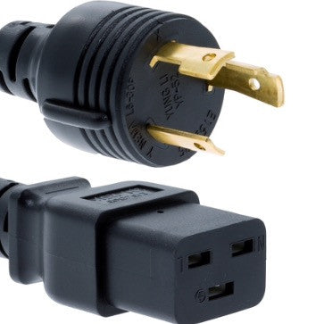 RiteAV Heavy Duty Locking Power Cord, L6-30P/IEC320 C19, 12 AWG, 20A, 250V
