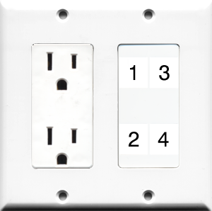Custom 2 Gang Outlet Wall Plate with 4 Keystone Ports
