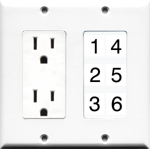 Custom 2 Gang Outlet Wall Plate with 6 Keystone Ports