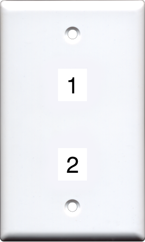 Custom 1 Gang White Wall Plate with 2 Keystone Ports