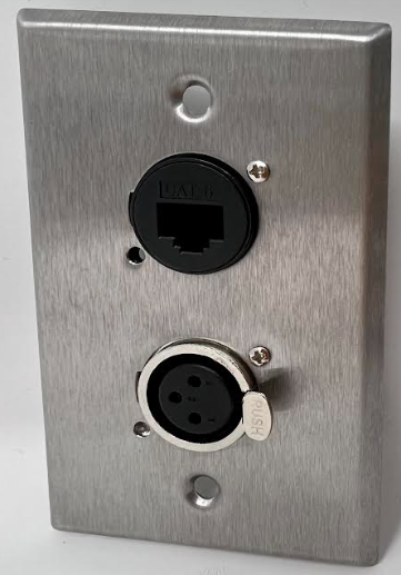 1 Port Cat6/1 Port XLR 3 Pole Female D Series Heavy Duty Stainless Steel Wall Plate