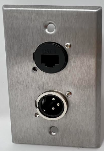 1 Port Cat6/1 Port XLR 3 Pole Male D Series Heavy Duty Stainless Steel Wall Plate