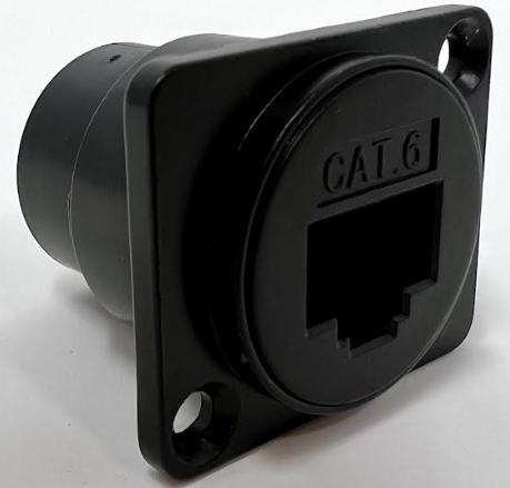Cat 6 D Series  Heavy Duty Chassis Panel Mount Connector Pass Through Solderless Bulkhead Coupler, Black Metal Housing