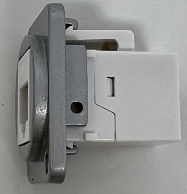 Cat 6 D Series Chassis Panel Mount Connector Pass Through Solderless Bulkhead Coupler, Silver Metal Housing/White Cat 6