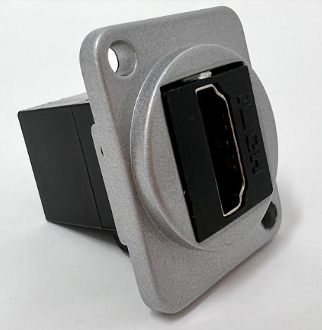 HDMI D Series Chassis Panel Mount Connector Pass Through Solderless Bulkhead Coupler, Silver Metal Housing/Black HDMI