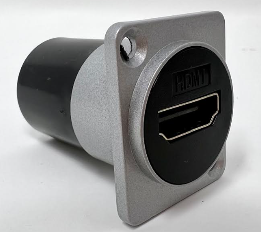 HDMI D Series Heavy Duty Chassis Panel Mount Connector Pass Through Solderless Bulkhead Coupler, Silver Metal Housing - HDMI Angled Exit