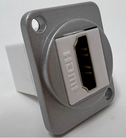 HDMI D Series Chassis Panel Mount Connector Pass Through Solderless Bulkhead Coupler, Silver Metal Housing/White HDMI