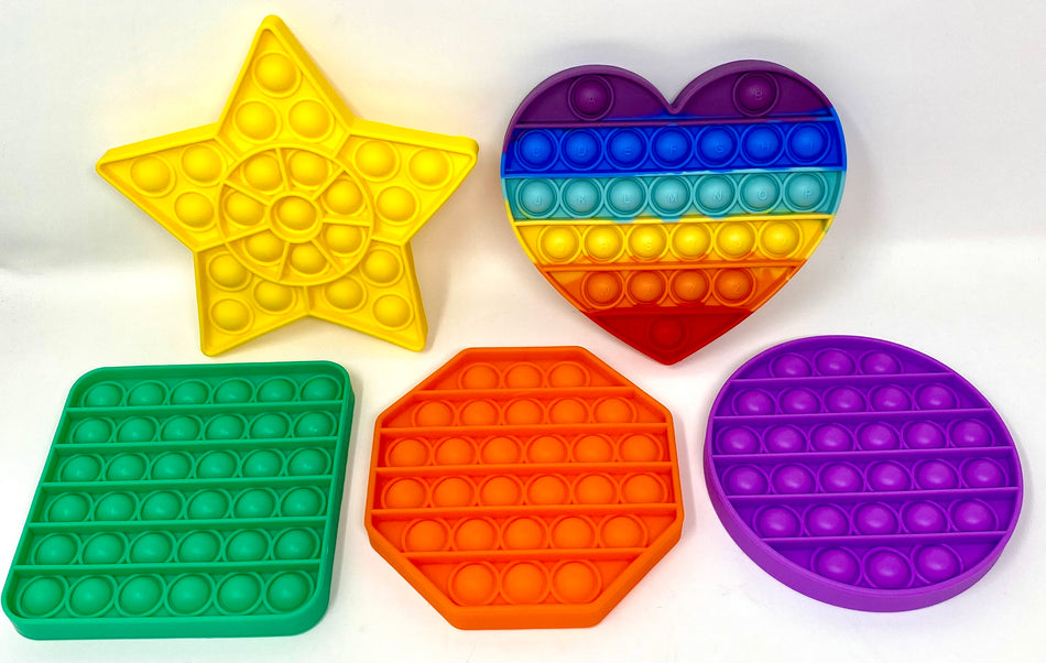 Fidget Silicone Sensory Toy Various Shapes Multi-Pack (Circle, Square, Octagon, Heart and Star)