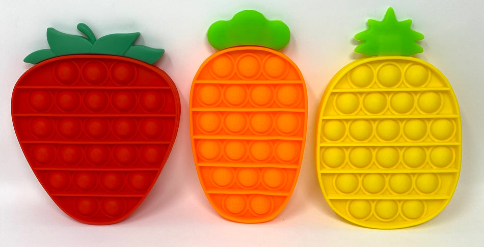 Fidget Silicone Sensory Toy Fruit and Veggie Shapes Multi-Pack (Pineapple, Strawberry and Carrot)
