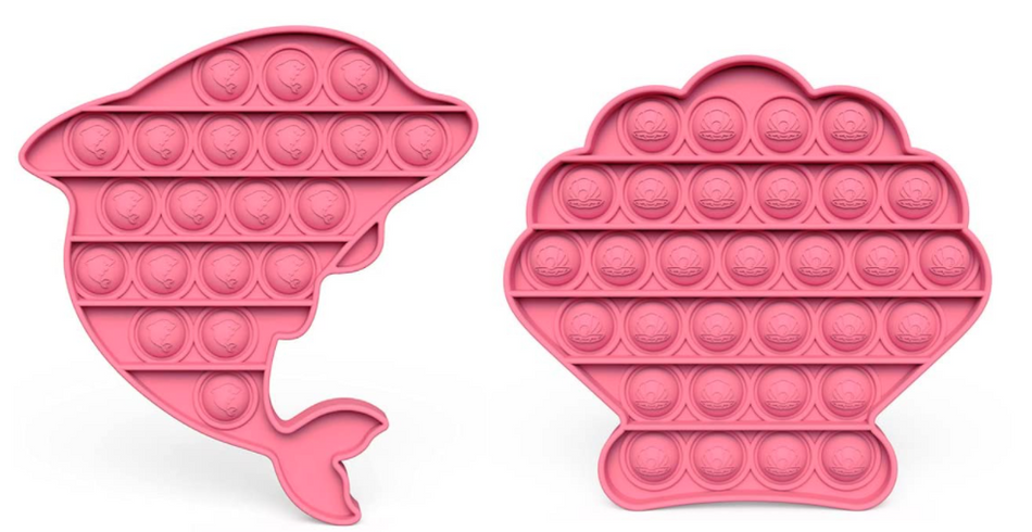 Fidget Silicone Sensory Toy Pink Shapes Multi-Pack (Dolphin and Shell)