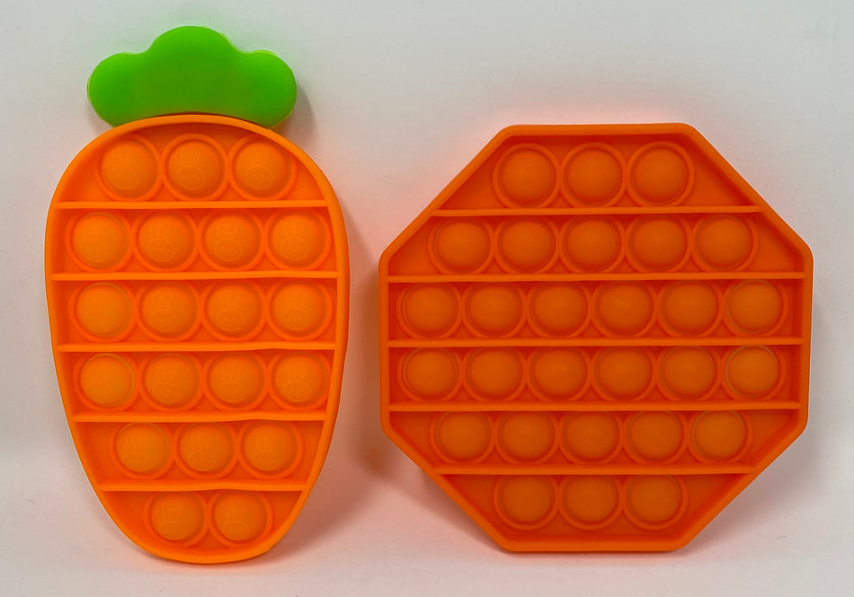 Fidget Silicone Sensory Toy Orange Shapes Multi-Pack (Octagon and Carrot)