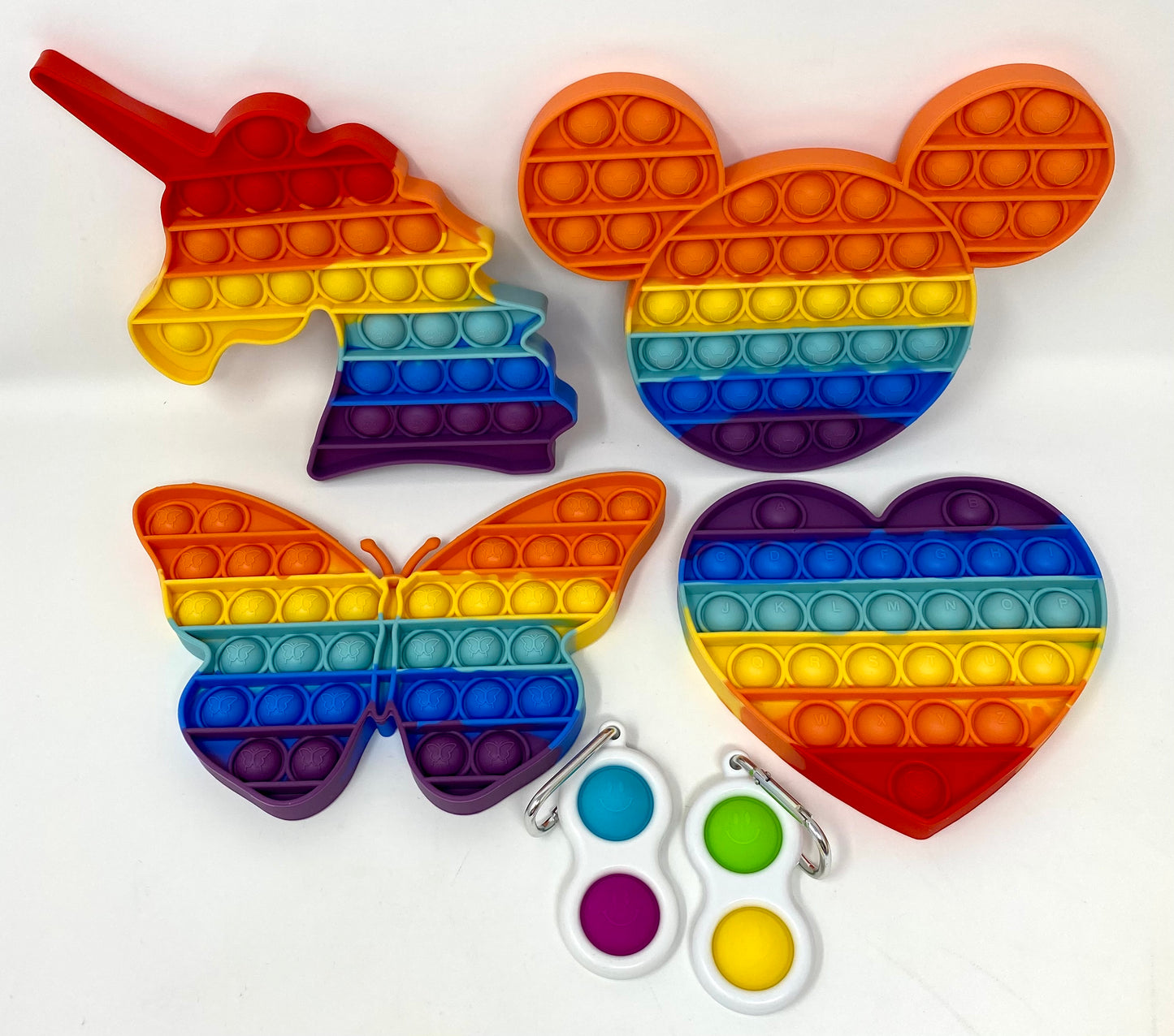 Fidget Silicone Sensory Toy Rainbow-Colored Shapes Multi-Pack (Heart, –  RiteAV
