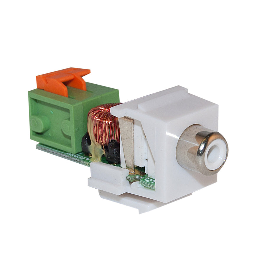 Digital Audio (White RCA) Passive Keystone Type Video Balun Over Cat5E/6 (350FT MAX)