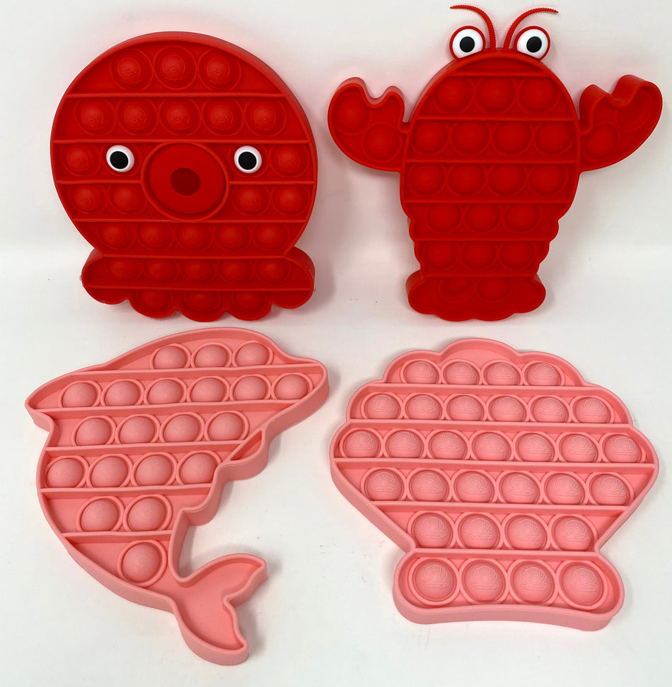 Fidget Silicone Sensory Toy Sea Creature Shapes Multi-Pack (Octopus, Dolphin, Lobster and Shell)