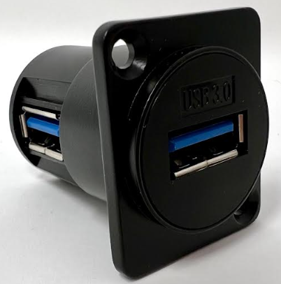 Products USB 3.0 A-type Female D Series Heavy Duty Chassis Panel Mount Connector Pass Through Solderless Bulkhead Coupler, Black Metal Housing/Angled Exit