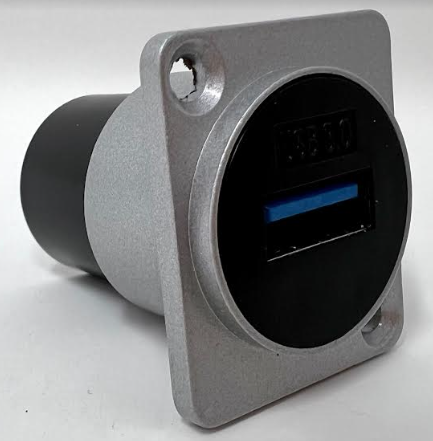 USB 3.0 A-type Female D Series Heavy Duty Chassis Panel Mount Connector Pass Through Solderless Bulkhead Coupler, Silver Metal Housing