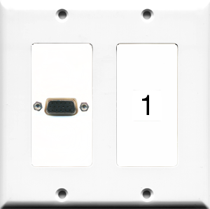 Custom 2 Gang VGA White Wall Plate with 1 Keystone Port